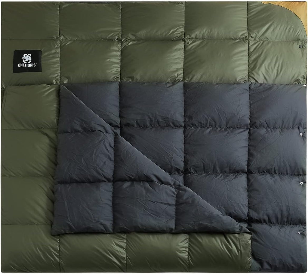 ONETIGRIS Down Camping Blanket 2 Person -Warm, Lightweight, Packable, Puffy Outdoor Travelling Blanket for Cold Weather Backpacking Hiking Stadium Gardening Beach Picnic Quilt