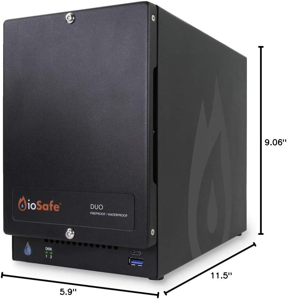 ioSafe Duo RAID 1 USB 3.2 Fireproof/Waterproof Desktop Hard Drive (8TB (2x4TB))