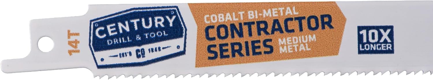 Century Drill & Tool 07794 9' Contractor Series Bi-Metal Reciprocating Saw Blade, 14T, 25 Pack