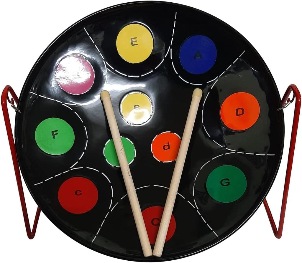 Miniature Steelpan (Steel Drum) 12 Inch Diameter 11 Notes with Instructional Book with Music from Trinidad & Tobago - Rainbow