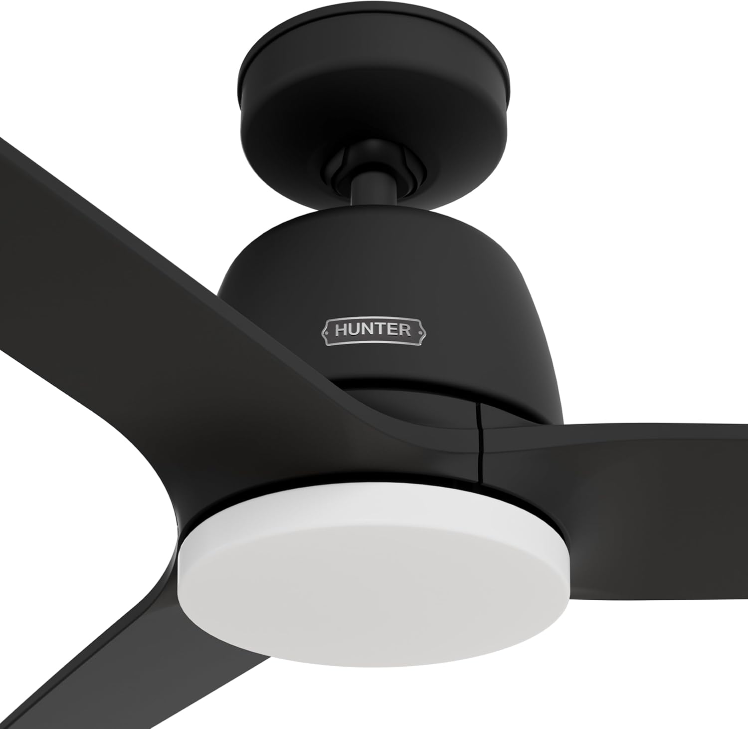 Hunter - Malden Indoor Ceiling Fan With Light, Remote, 52-inch, Casual-style, 3-speed WhisperWind Motor for living rooms, bedrooms, home offices, kitchens (Matte Black)