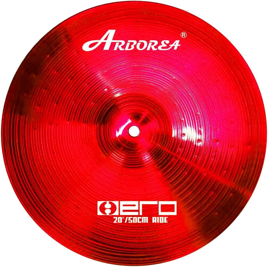 Arborea Cymbal Set for Drummer 7 pcs Red Hero Series Include 14'Hihats 16'Crash 20'Ride Bonus 10' Splash 16'Ozone Stacker 18' China Cymbal Plus Bag
