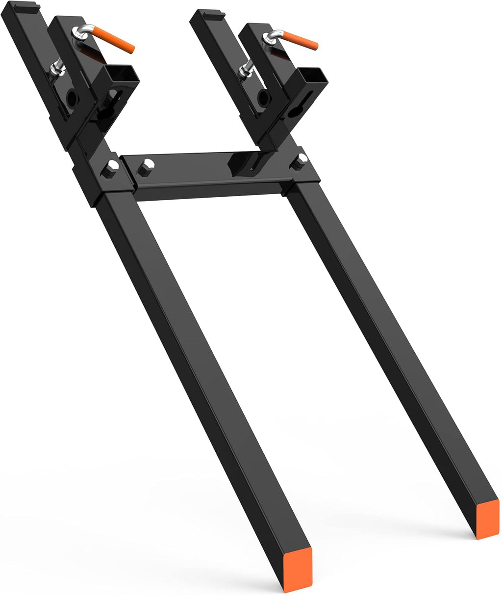 60 in 4000 LBS Clamp on Pallet Forks Heavy Duty Tractor Forks with Adjustable Stabilizer Bar Tractor Bucket Forks for Tractor Attachments, Skid Steer, Loader Bucket