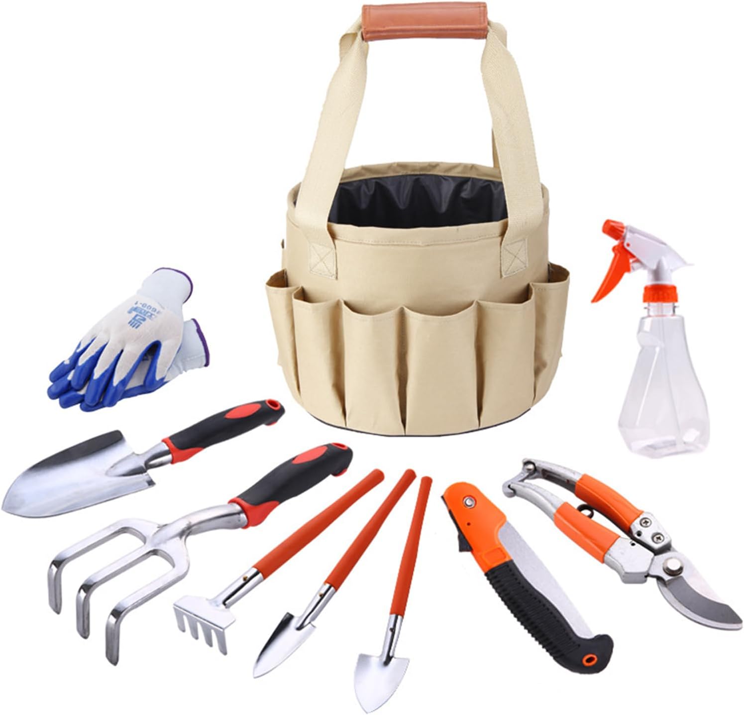 10PCS Gardening Tools Set Gardening Tool Set Heavy Duty Gifts for Women Men Include Durable Alloy Trowel Set Large Garden Tote Bag Garden Gloves and Hand Pruner