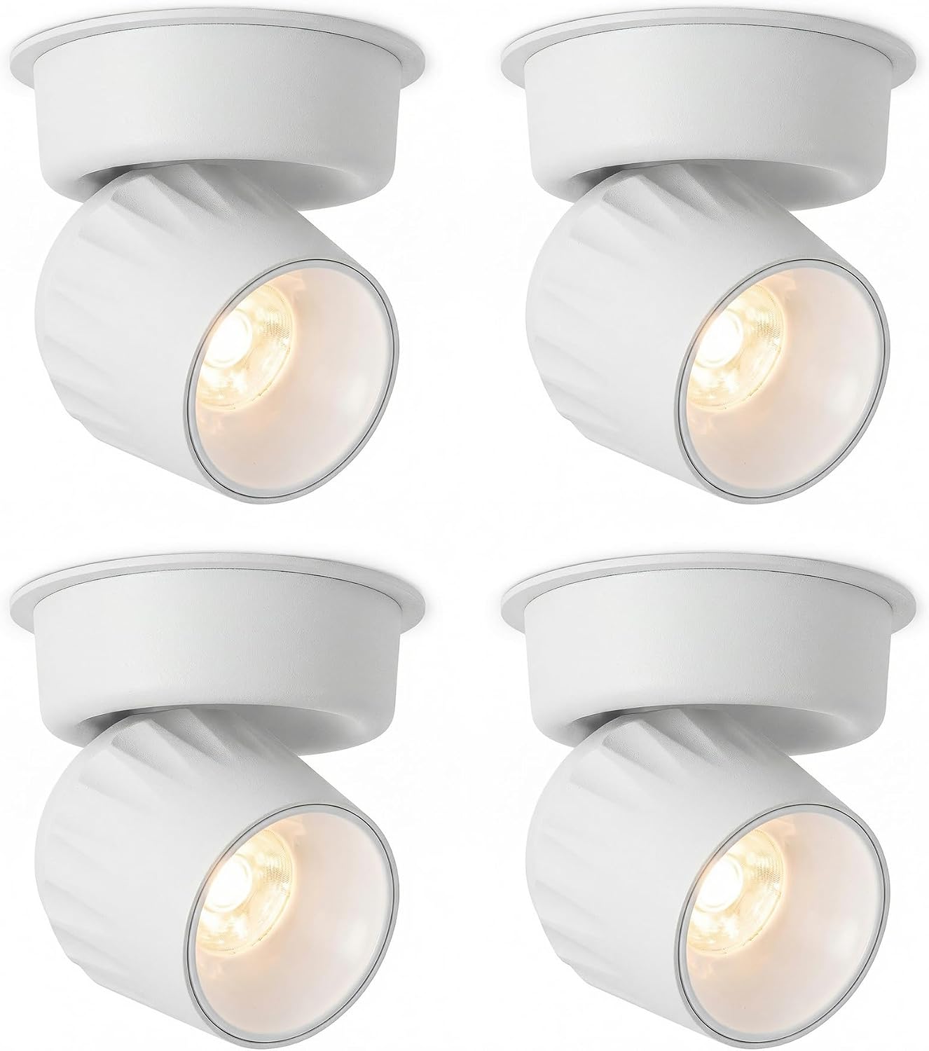 4 Packs LED Dimmable Adjustable Ceiling Spotlight 12W 3000K Aluminum Wired Spotlight Fixtures CRI 97 Surface Mounted Indoor Spot Light for Living Room Hallway Picture Corridor, White