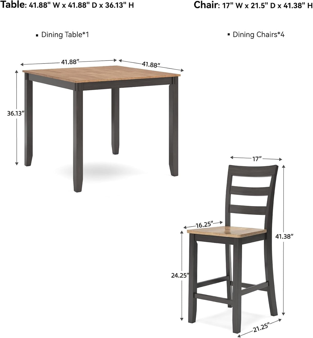 Signature Design by Ashley Gesthaven Casual Counter Height Dining Table and 4 Bar Stools, Set of 5, Light Brown & Dark Brown
