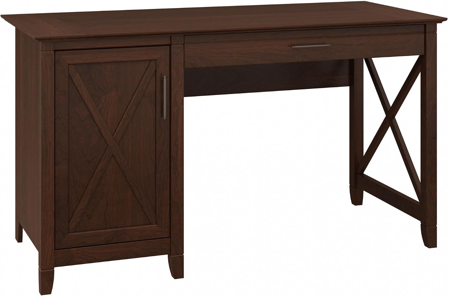 Bush Home Key West Computer Desk with Storage | Farmhouse PC Table for Home Office in Bing Cherry | 54W x 24D