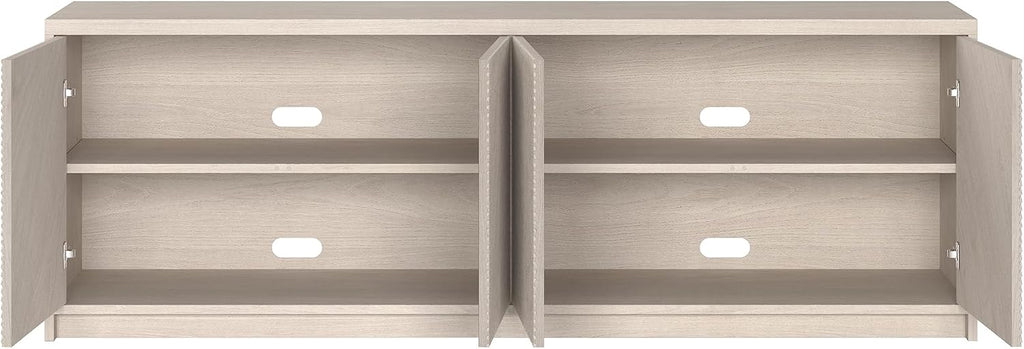 Henn&Hart Rectangular TV Stand for TV's up to 78' in Beech White, for Home, Living Room, Bedroom, Entertainment Room, Office