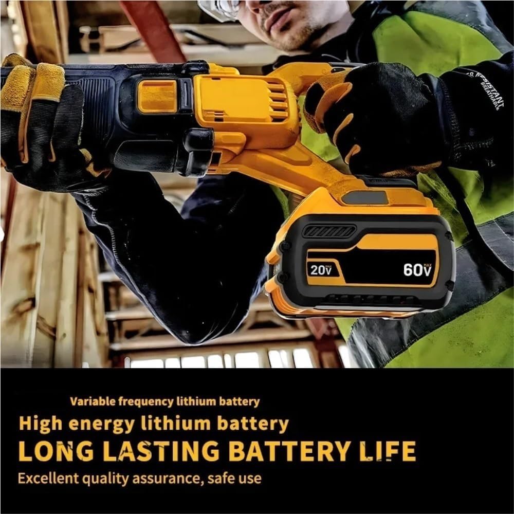 20V/60V Replacement Lithium-Ion High Battery Compatible With Dewalt DCB200 DCB204 DCB612 DCB206 Drill Cordless Power Reciprocating Saw Tool Packs(4pcs 9AH)