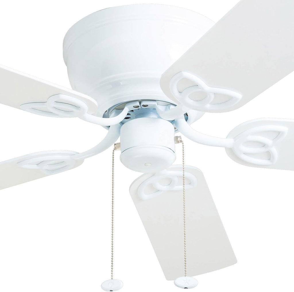 Prominence Home Benton Traditional 52 Inch Ceiling Fan with Light, LED Flush Mount Ceiling Fan, Indoor Fan with 5 Blades, White and Gray Oak Blade Finish Options, White (50852-01)