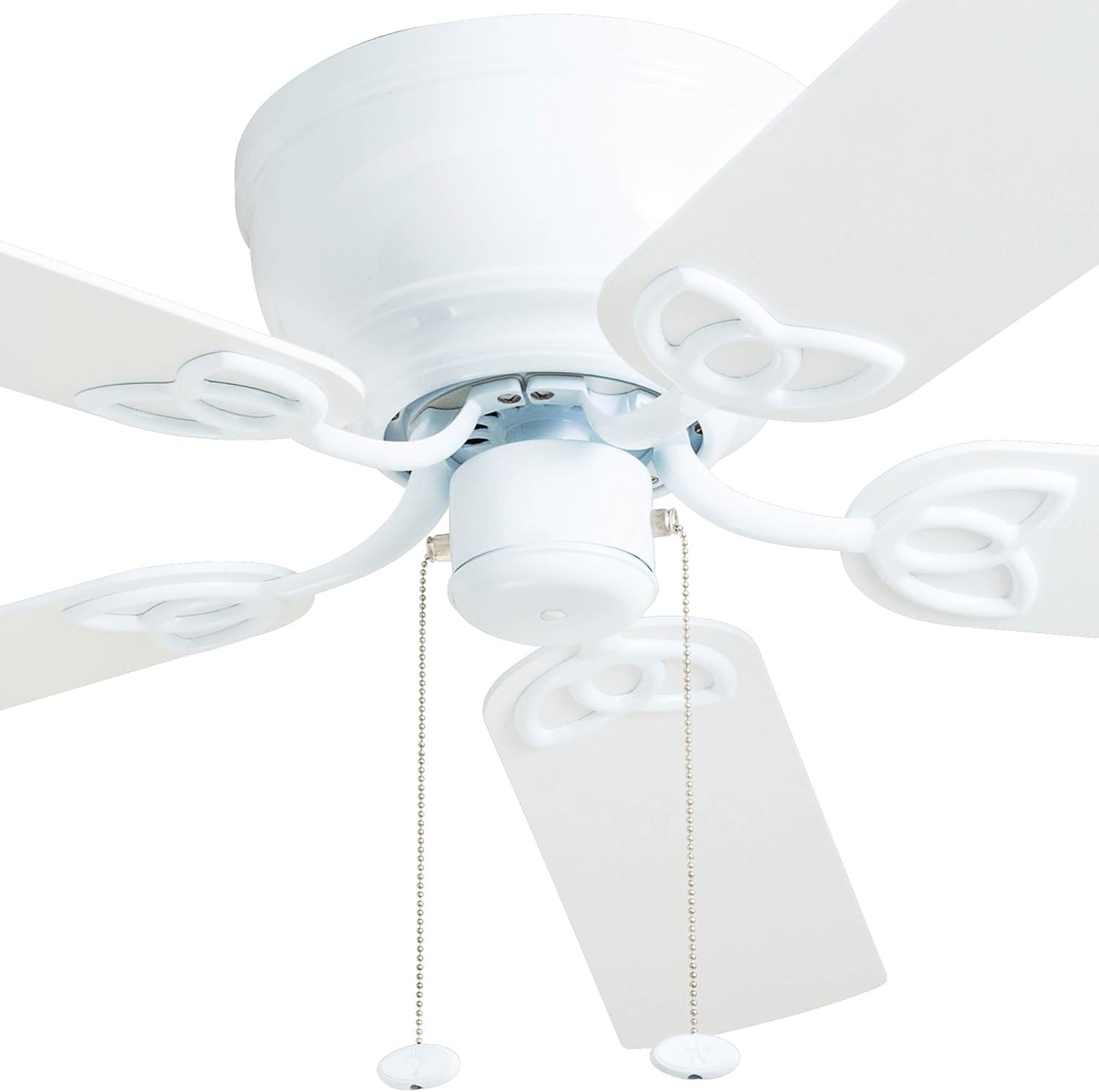 Prominence Home Benton Traditional 52 Inch Ceiling Fan with Light, LED Flush Mount Ceiling Fan, Indoor Fan with 5 Blades, White and Gray Oak Blade Finish Options, White (50852-01)