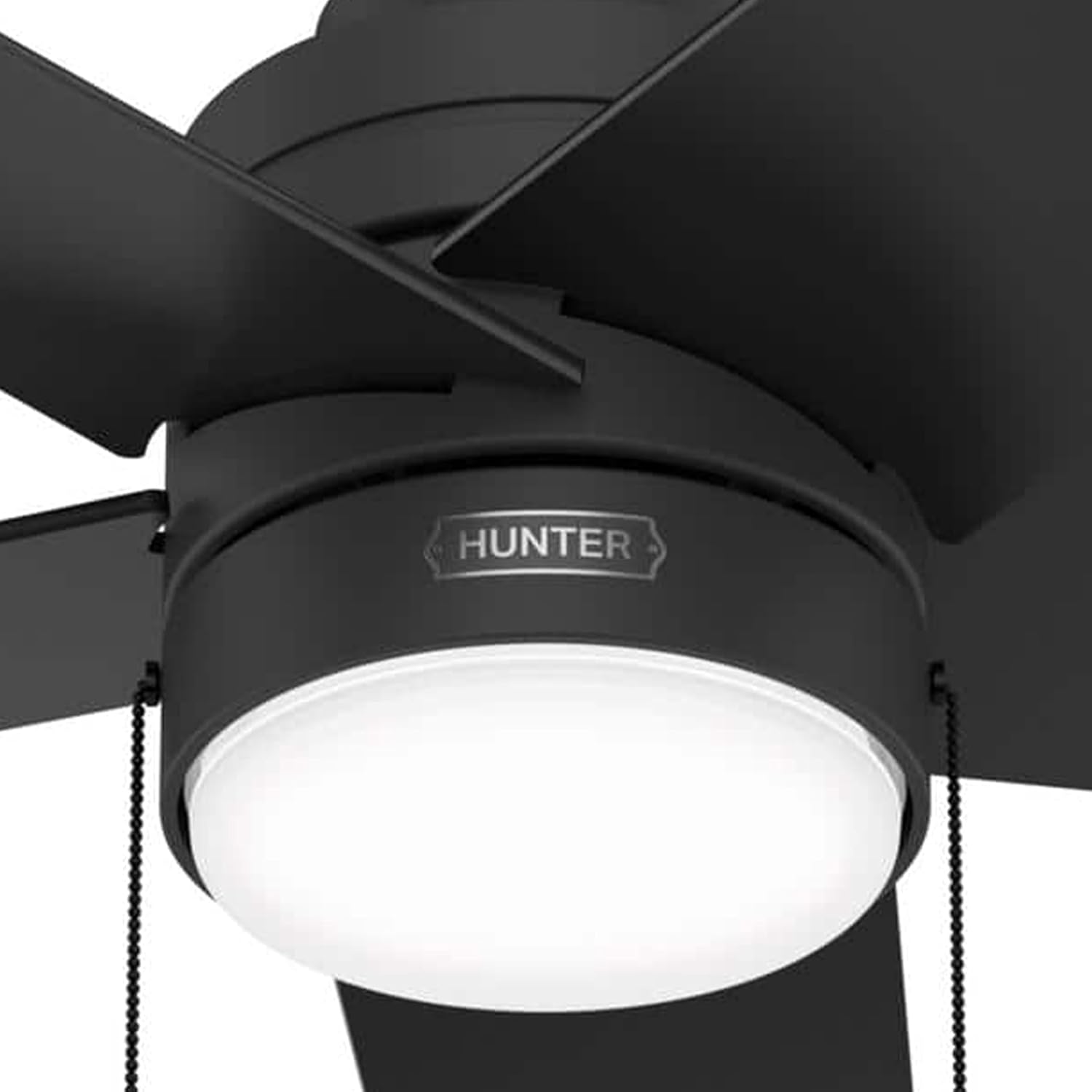 Hunter Fan 44 inch Matte Black Indoor Ceiling Fan with Light and Pull Chain for Bedroom, Living Room, Office, Basement, Kitchen, CC5C26C30 (Renewed)