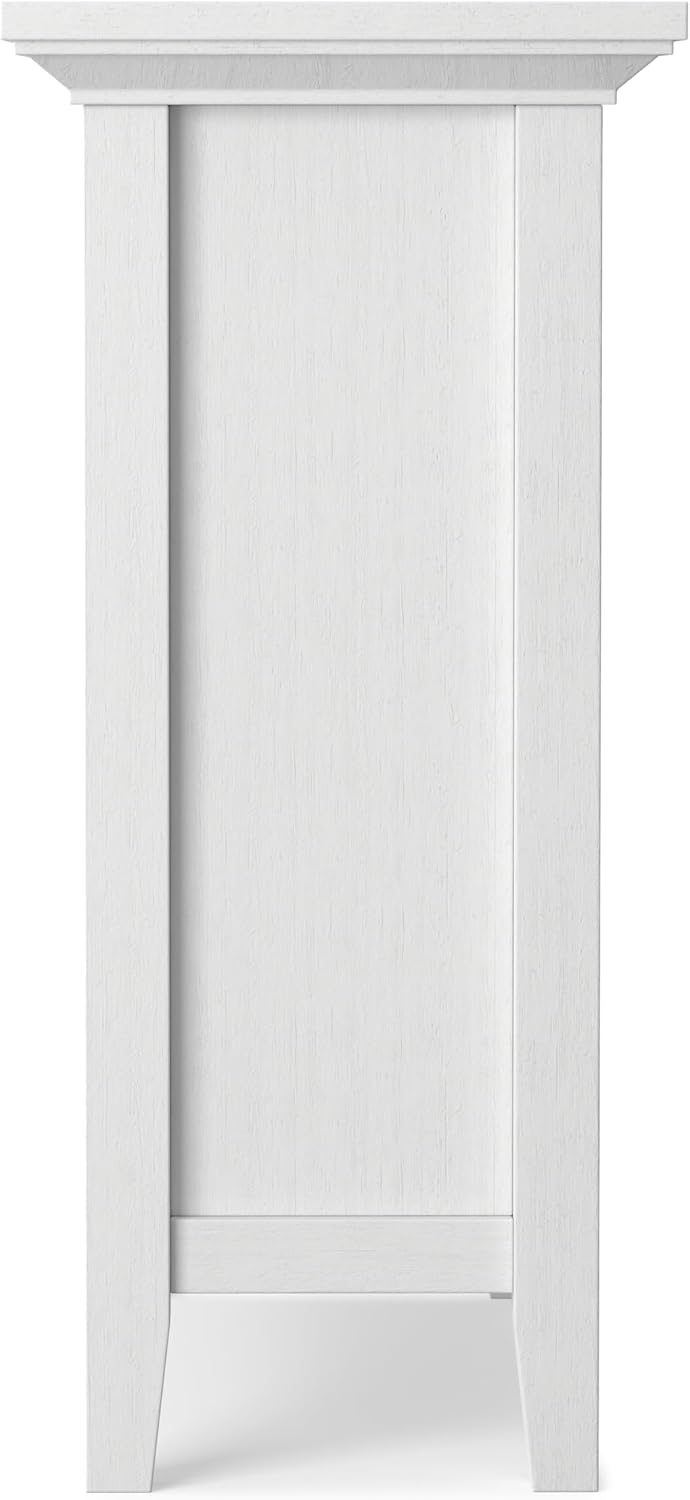 SIMPLIHOME Redmond Storage Cabinet - 32 inch Wide Solid Wood 2-Shelf Low Storage Cabinet in White, Transitional Accent Cabinet for Entryway with Adjustable Shelves and Tapered Legs