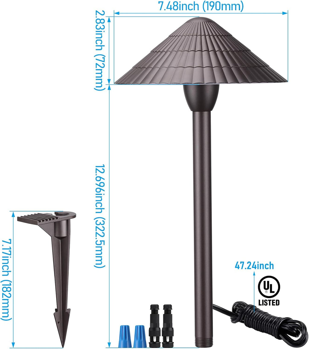 LEONLITE 12-Pack 5CCT LED Low Voltage Landscape Lights, 3W Cast-Aluminum 12-24V Pathway Lights, 1800K-5000K IP65 Path Lights, ETL Listed Landscape Lighting Wired for Yard Lawn, Oil Rubbed Bronze
