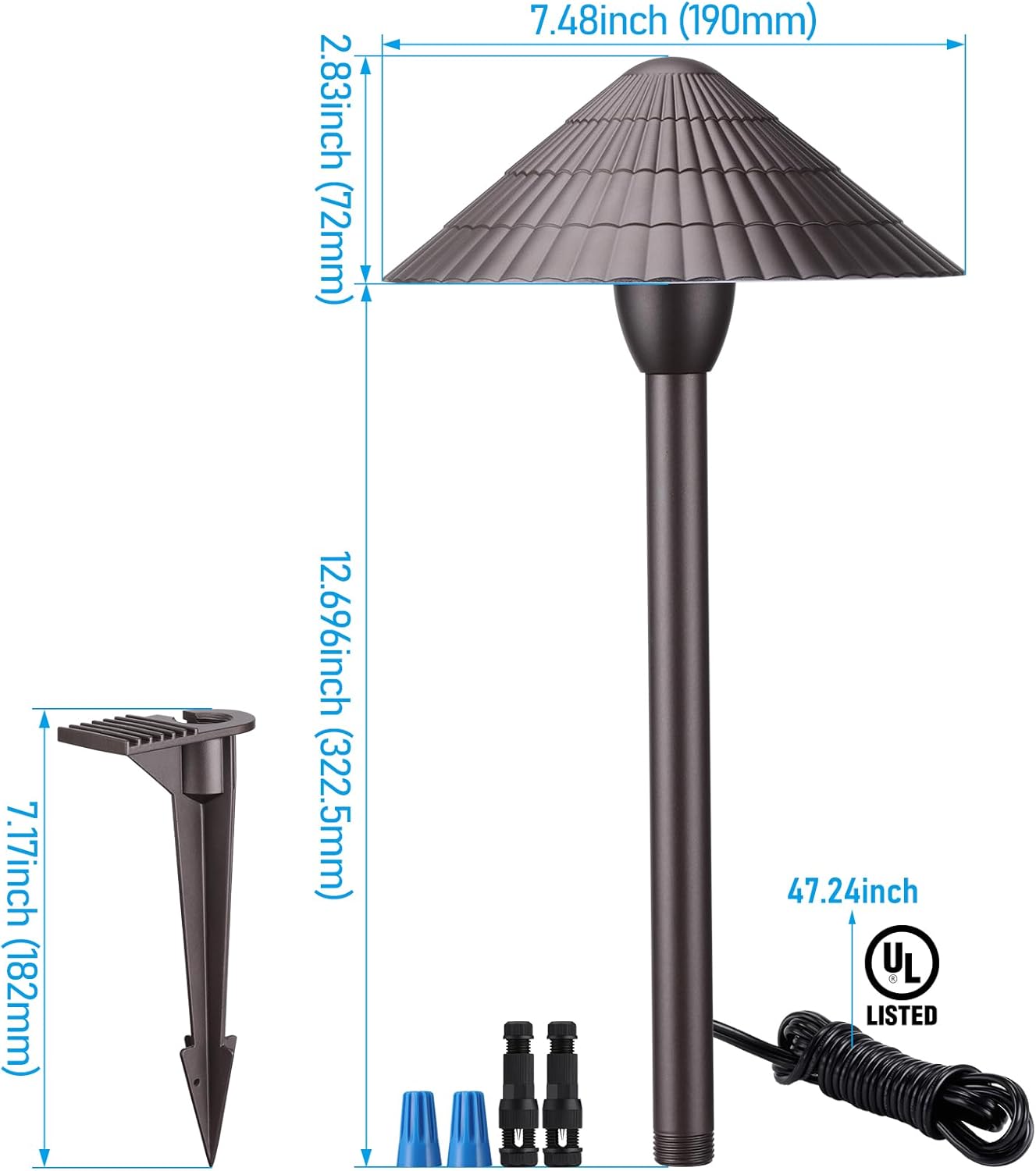 LEONLITE 12-Pack 5CCT LED Low Voltage Landscape Lights, 3W Cast-Aluminum 12-24V Pathway Lights, 1800K-5000K IP65 Path Lights, ETL Listed Landscape Lighting Wired for Yard Lawn, Oil Rubbed Bronze
