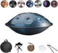 Handpan Instrument 432Hz/440Hz in D Minor Kurd, Steel Handpan 22 Inches, 9/10/12 Notes Handpan Drum with Mallets and Soft Bag, Suitable for Professional Performance(Blue,432HZ/12Note)