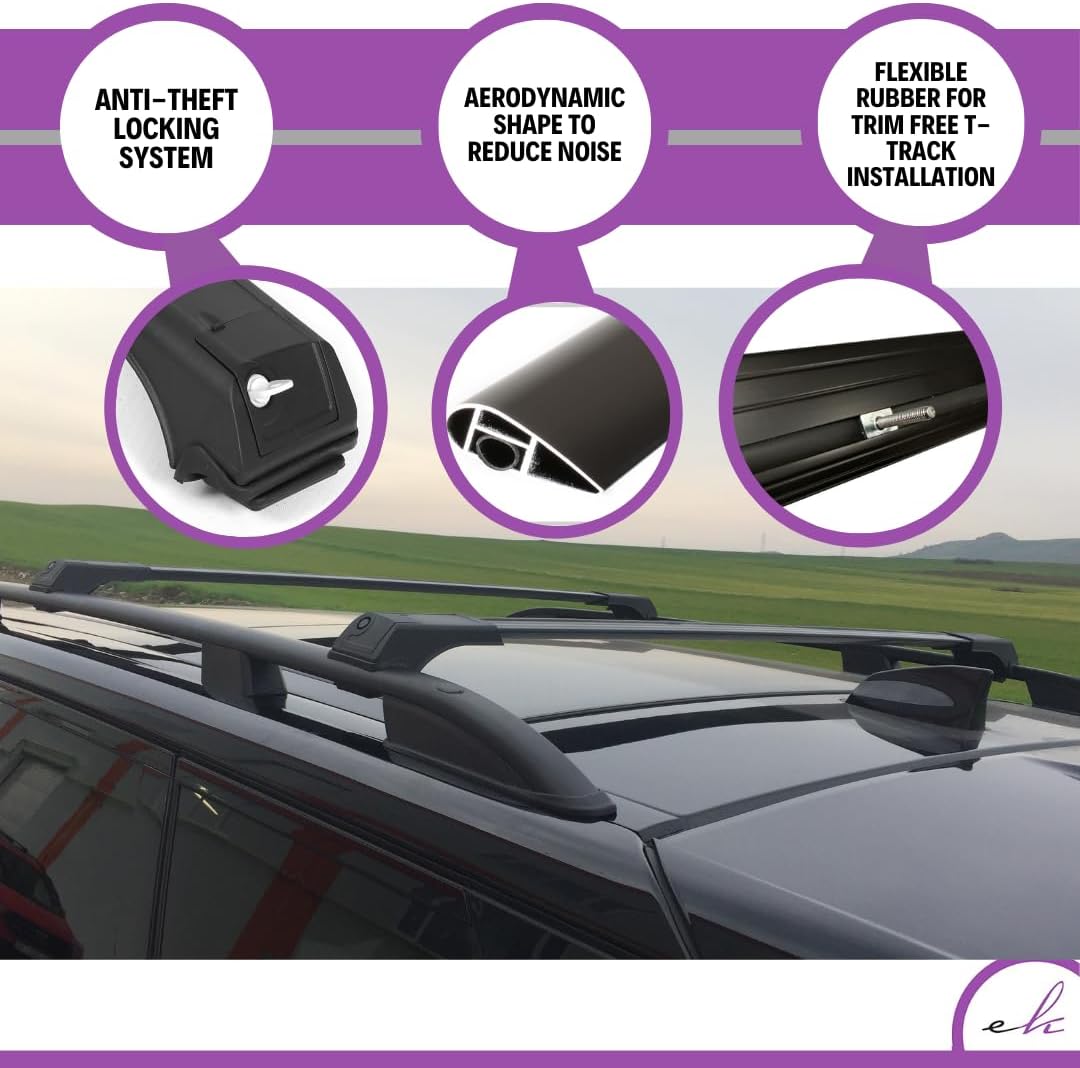 ERKUL Roof Rack Cross Bars for BMW X7 G07 2019-2026 | Aluminum Crossbars with Anti Theft Lock for Rooftop | Compatible with Raised Rails - Black