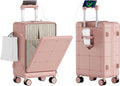 Santino Carry On Luggage 22x14x9 Airline Approved 20 Inch baggage pc Hard Shell Suitcase with Spinner Wheels TSA Lock with USB Port and Cup Holder and phone holder Top Opening Suitcase