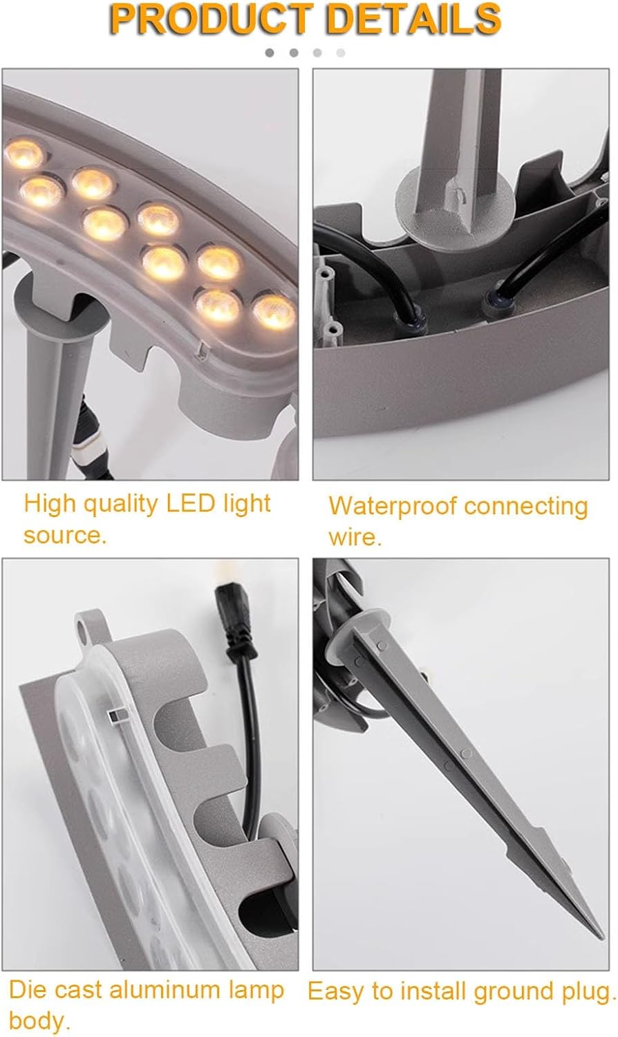 Outdoor Landscape Spotlights Solar Lights Outdoor, LED Yard Lighting Uplight Landscape Spotlights, Ring Tree Light, Easy to Assemble(Gold Light,Pack of 5)