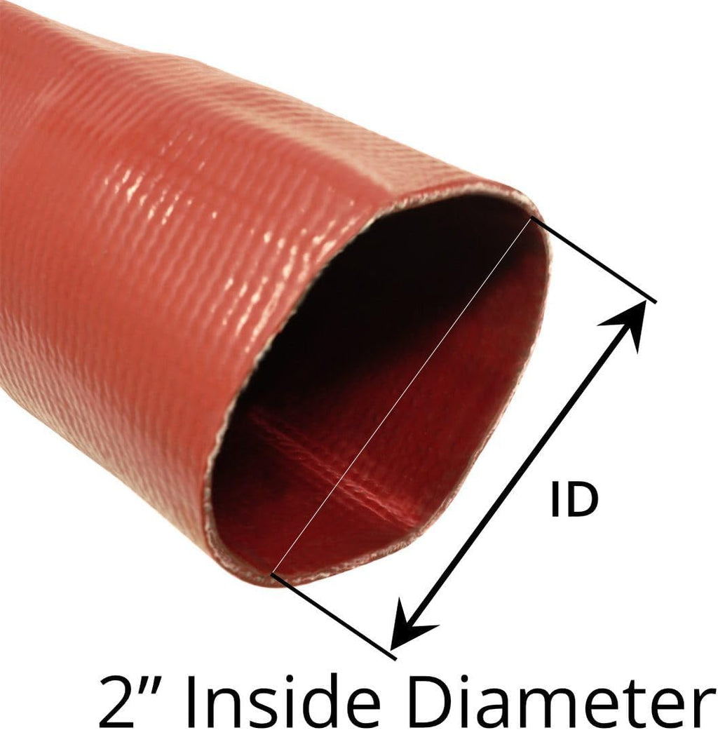 Gloxco 2' x 100′ Red Heavy Duty Lay Flat PVC Discharge Hose Assembly with Aluminum Cam and Groove C and E Fittings