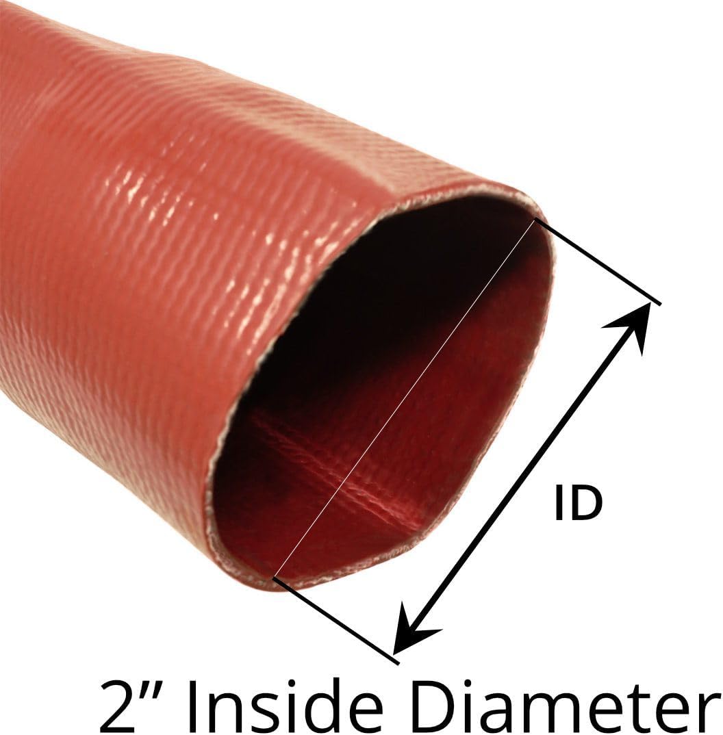 Gloxco 2' x 100′ Red Heavy Duty Lay Flat PVC Discharge Hose Assembly with Aluminum Cam and Groove C and E Fittings