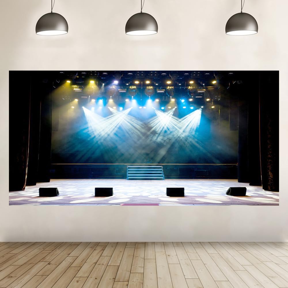 Leyiyi 20x10ft Luxury Stage Spotlight Backdrop Concert Live Platform Banner Vintage Curtain Celebrity Background Drama Music Show Kids Birthday Adults Vlogger Portrait Studio Prop Vinyl Wallpaper
