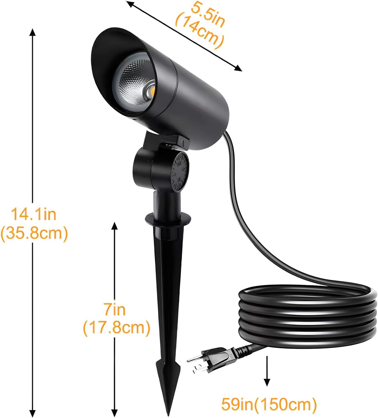 Landscape Spotlight Outdoor 30W Ultra Bright LED Spot Lights Outdoor 120V Waterproof Spot Lights Warm White Landscape Lighting with 5FT Cord with Plug for Flag Pole Tree Yard Garden (4Pack)