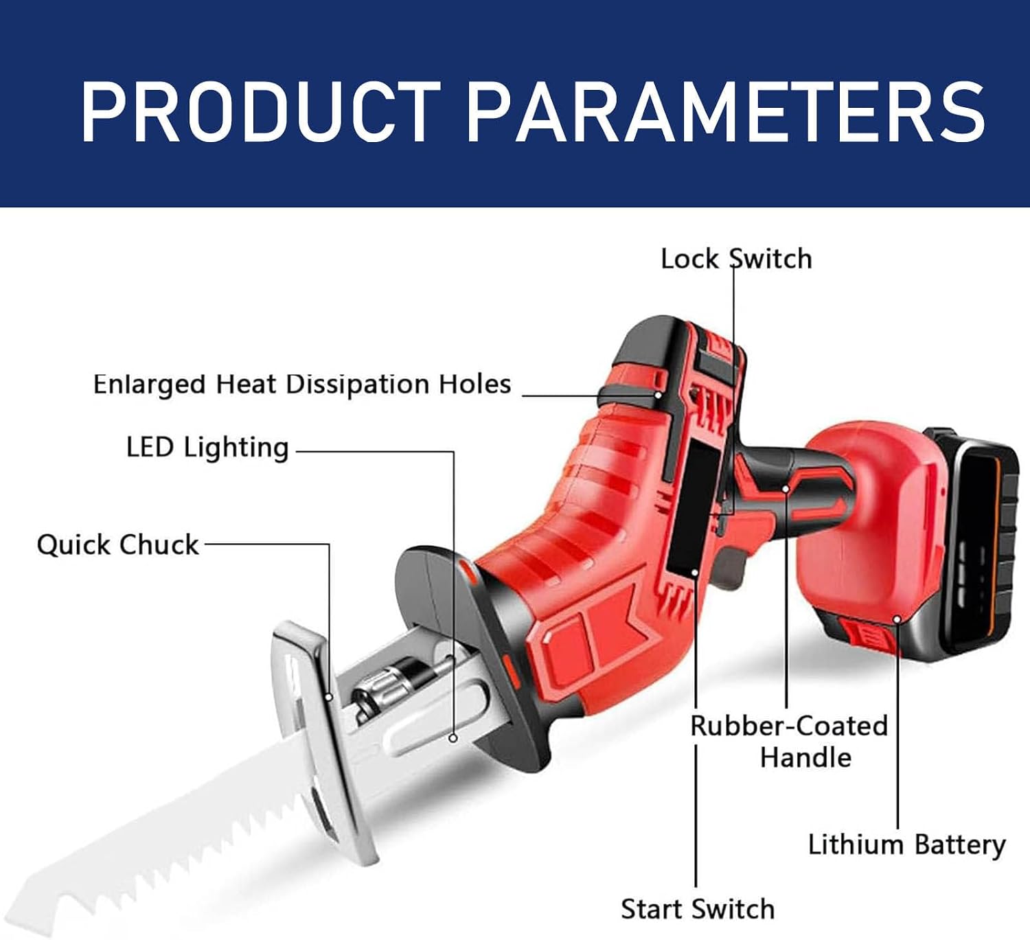 Bone Cutting Electric Saw,Cordless Reciprocating Saw - LED Lighting, Handheld, Weight Approx 2kg, for Cutting Meat, Metal, Wood, with 4 Blades, for Commercial, Home(1 Battery)