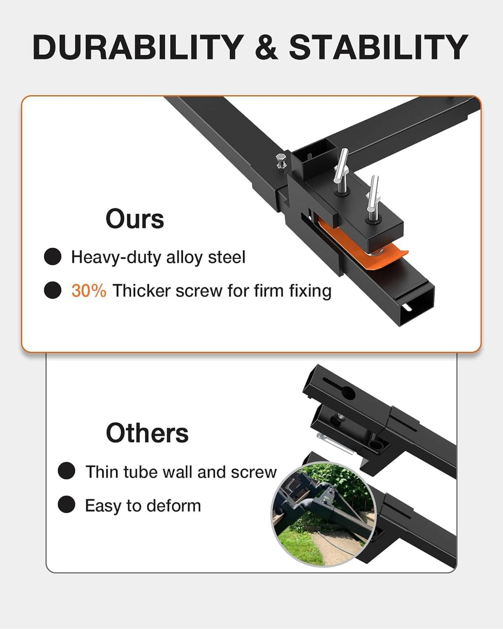 GarveeLife 60' Pallet Forks 4000 Lbs Clamp-On Pallet Forks With Adjustable Stabilizer Bar, Tractor Bucket Forks Heavy Duty Front Loader Forks, Fork Attachment for Skid Steer