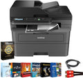 Brother Wireless DCP-L2640DW Compact Monochrome Multi-Function Laser Printer Bundle with 26‑Month Protection Plan, Printer Essentials Digital Download, 6FT HDMI Cable & 6FT USB Type‑A to Type‑B Cable