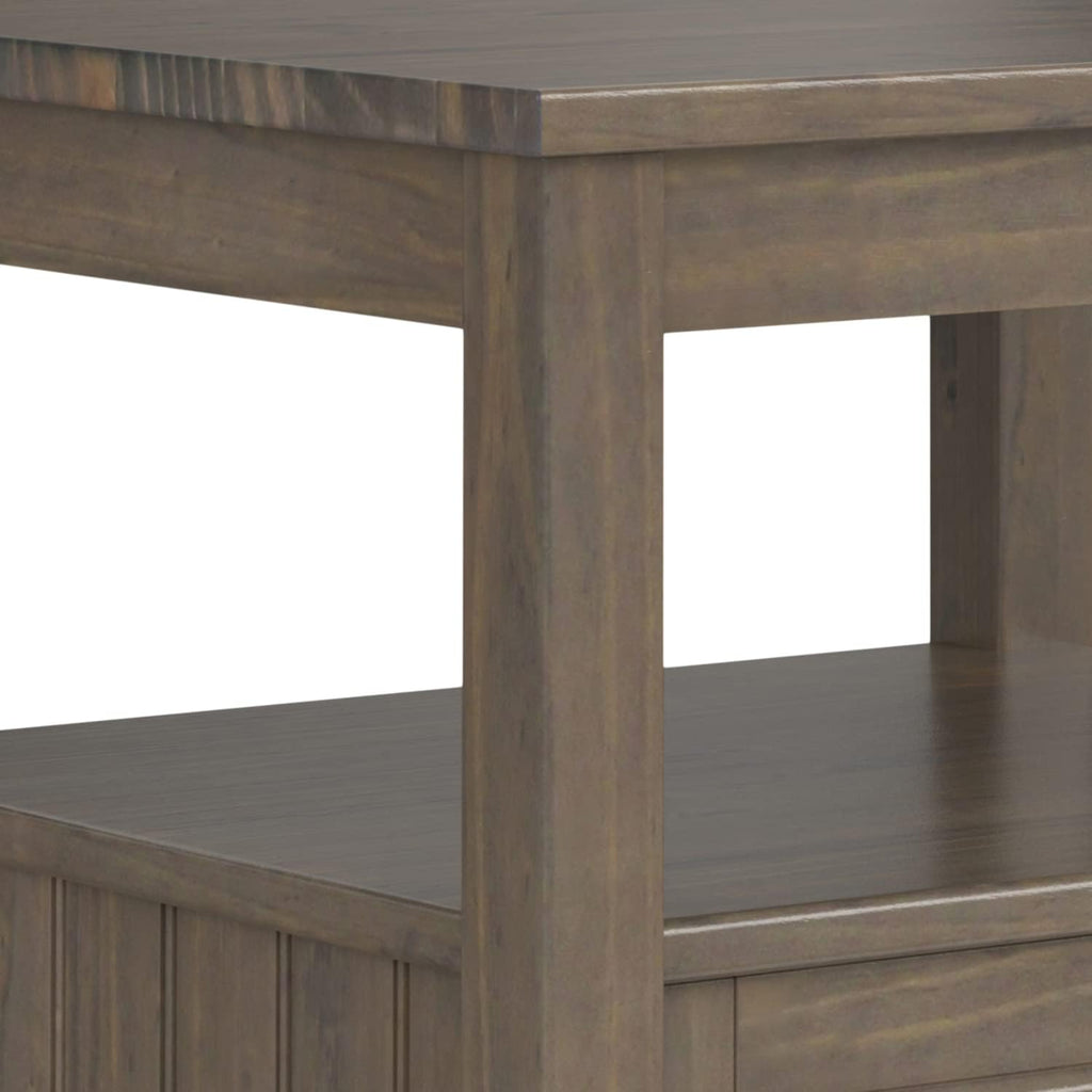 SIMPLIHOME Lev End Table - 20 inch Wide Solid Wood Accent Table with Bottom Storage Drawer and Open Shelf in Smoky Brown, Transitional Nightstand or Lamp Stand for Living Room or Bedroom