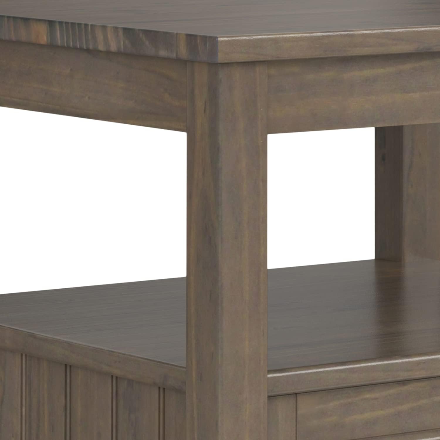 SIMPLIHOME Lev End Table - 20 inch Wide Solid Wood Accent Table with Bottom Storage Drawer and Open Shelf in Smoky Brown, Transitional Nightstand or Lamp Stand for Living Room or Bedroom