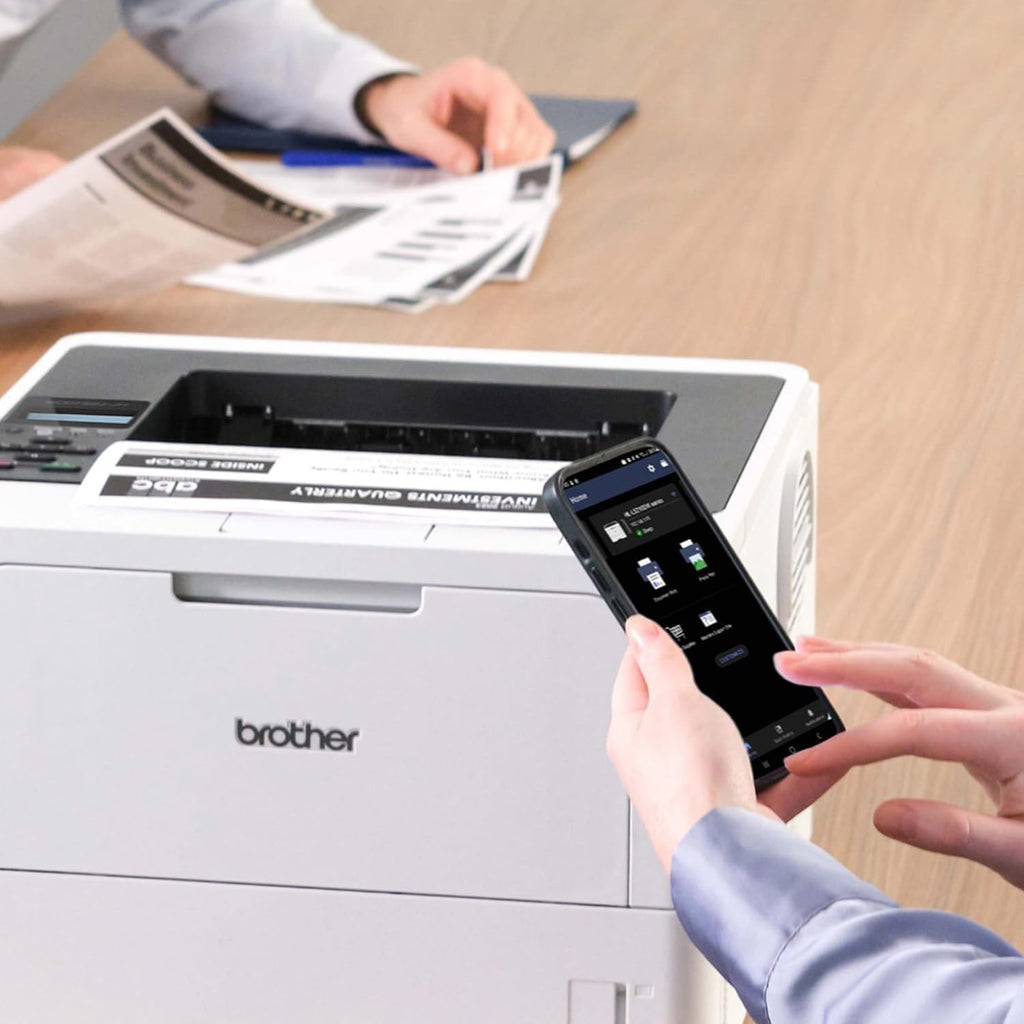 Brother HL‑L5210DWT Business Monochrome Laser Printer Bundle with 26‑Month Protection Plan, Printer Essentials Digital Download, 6FT 4K HDMI 2.0 Cable & 6FT USB Type‑A to Type‑B Printer Cable