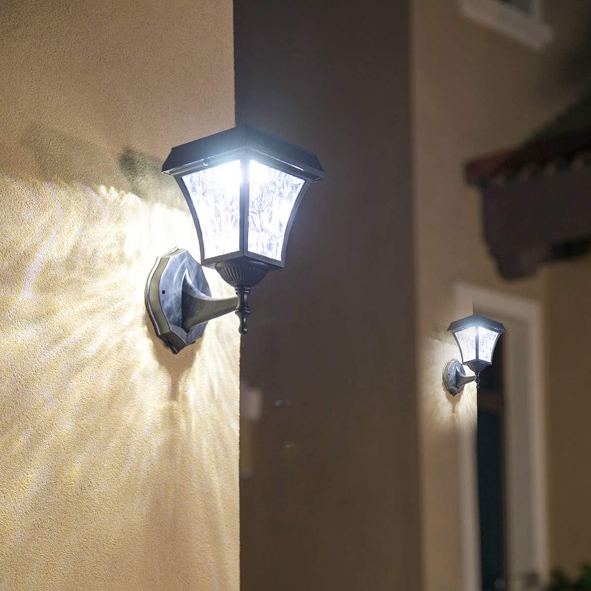 Outdoor Security Lamp, 2200mAh Rechargeable Battery, Lasting Warm Light for Yard Landscape, Waterproof Black Garden Spotlight, Solar LED Lighting for Pathway (White Light)