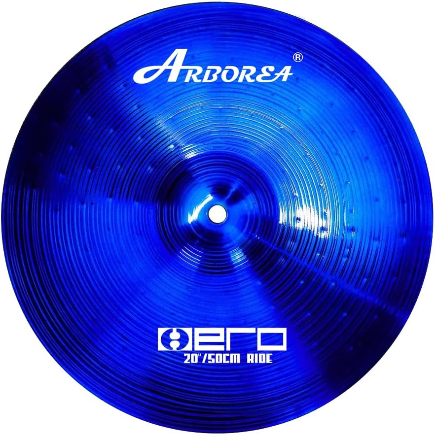 Arborea Cymbal Pack for Drum 7 pcs Blue Hero Series Include 14'Hihats 16'Crash 20'Ride Bonus 10' Splash 16'Ozone Stacker 18' China Cymbal Free Cymbal Bag