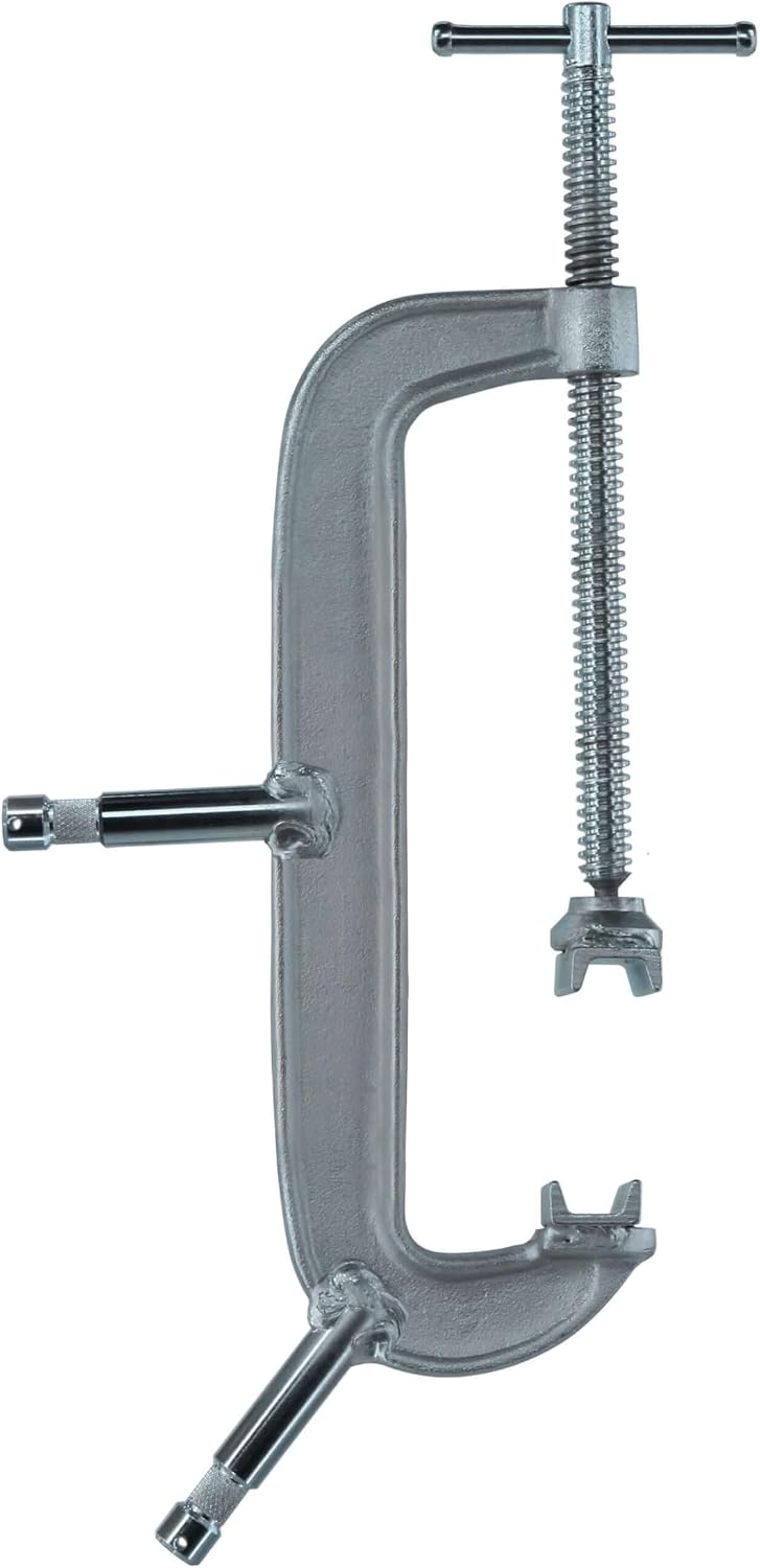 Matthews C-Clamps with Dual 5/8' Baby Pins or 1-1/8' Jr Receivers – Heavy-Duty Drop-Forged Steel Grip Clamps for Mounting Lights & Rigging – 4' to 12' Wide (12' with two 5/8' Pins)