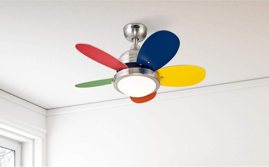 Westinghouse Lighting 7223600 Roundabout Indoor Ceiling Fan with Light, 30 Inch, Brushed Nickel