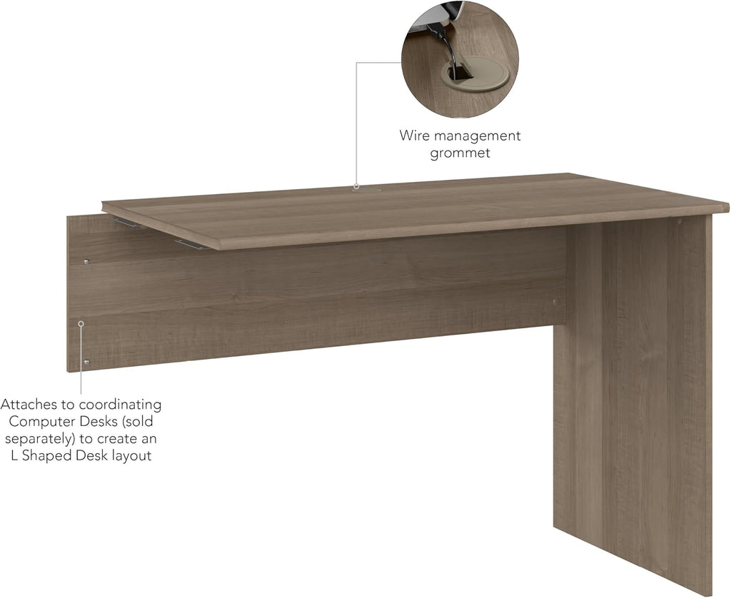 Bush Home Cabot 42W Shell Desk Return in Ash Gray