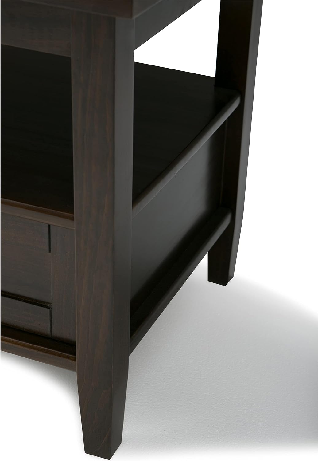 SIMPLIHOME Warm Shaker End Table - 20' Wide x 20' High Solid Wood Side Table in Tobacco Brown, Transitional Accent Table for Living Room or Bedroom with Drawer, Open Shelf and Square Tapered Legs