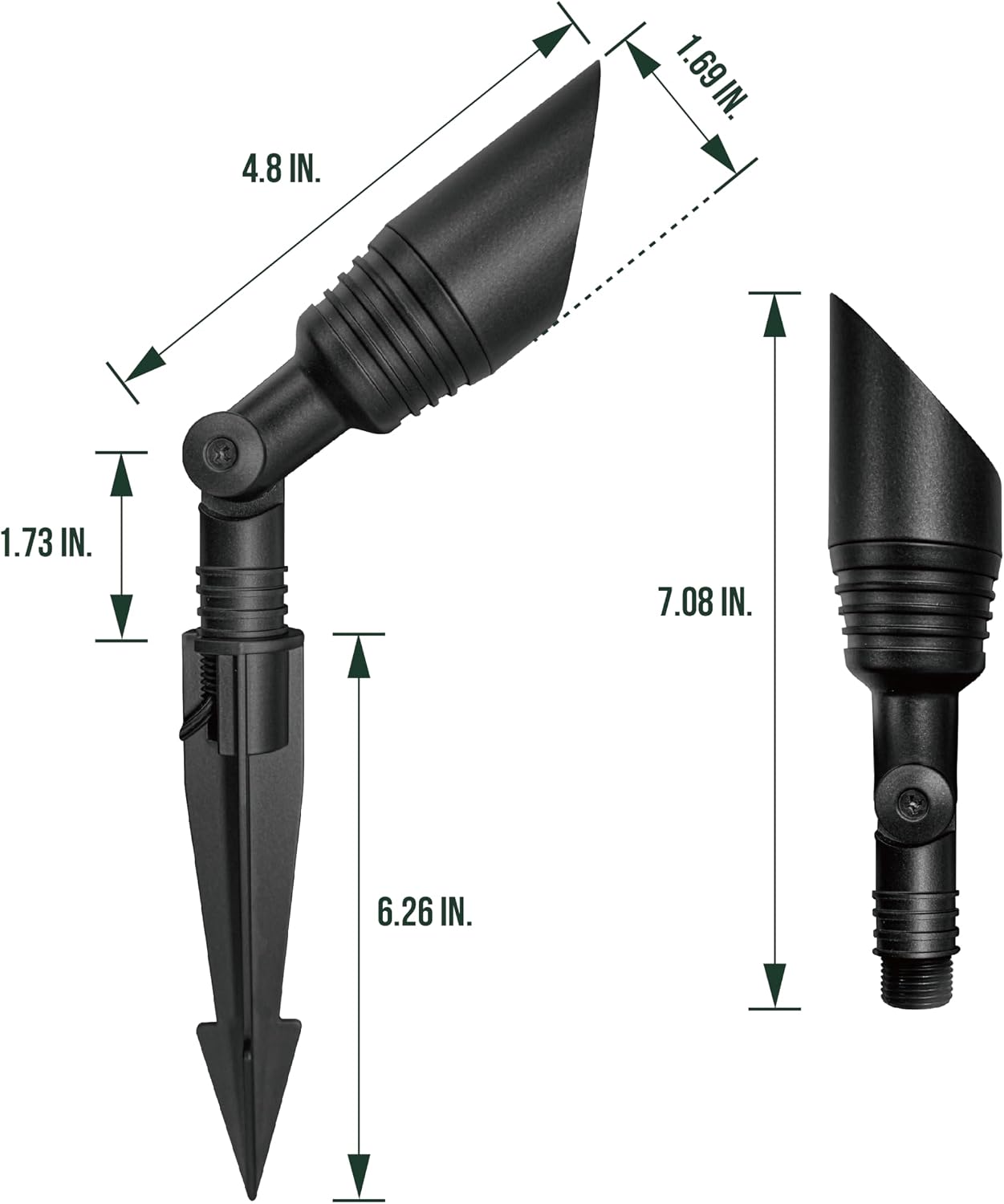 GKOLED 6 Pack LED Low Voltage Spotlights, 12V Landscape Lighting, Outdoor Mini Size Spot Light, Waterproof Directional Up Lights for Garden Yard, Metal Stake, Die-cast Aluminum, 9W 3000k CRI90 Black