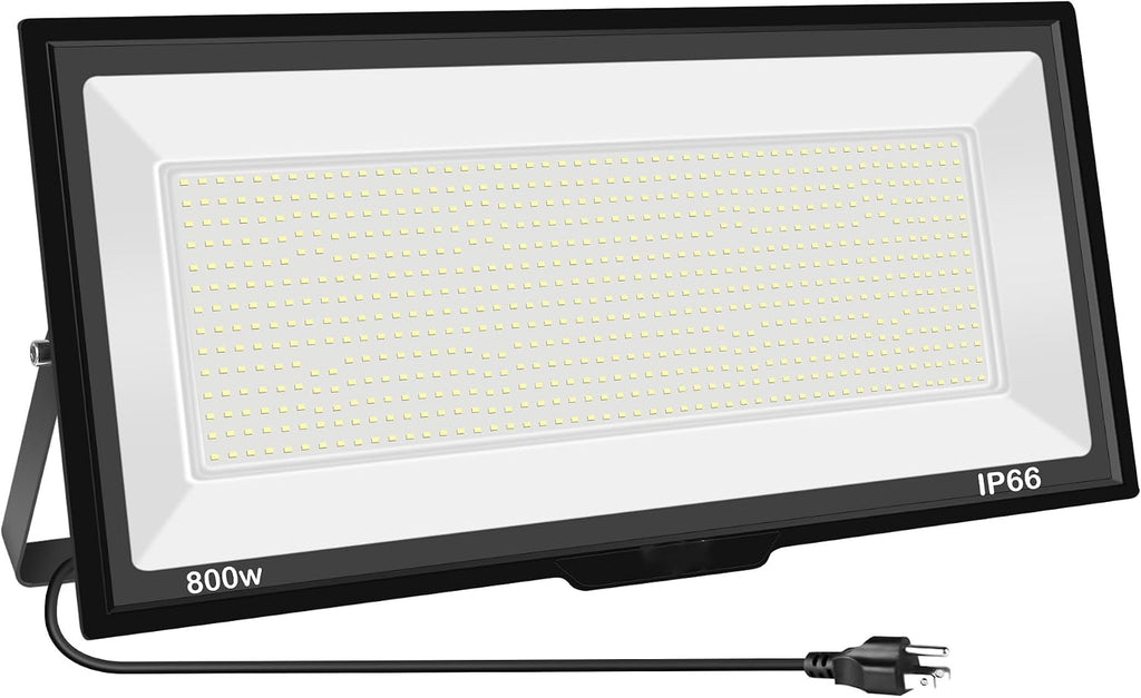 800W LED Flood Light Outdoor, 6000K 80000LM Daylight White Security Lights Outside Lamp, IP66 Waterproof Exterior Floodlights Lighting for Garden Yard Stadium Arena