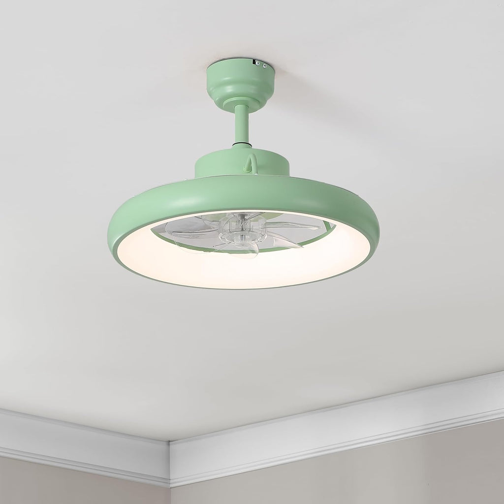 Oval AIR Loren 20' Small Smart Ceiling Fan with Light, Semi Flush Mount, Quiet 6-Speed Reversible Motor, Dimmable LED, Adjustable CCT, App & Remote Control, Scandinavian, Mint AIR8002C