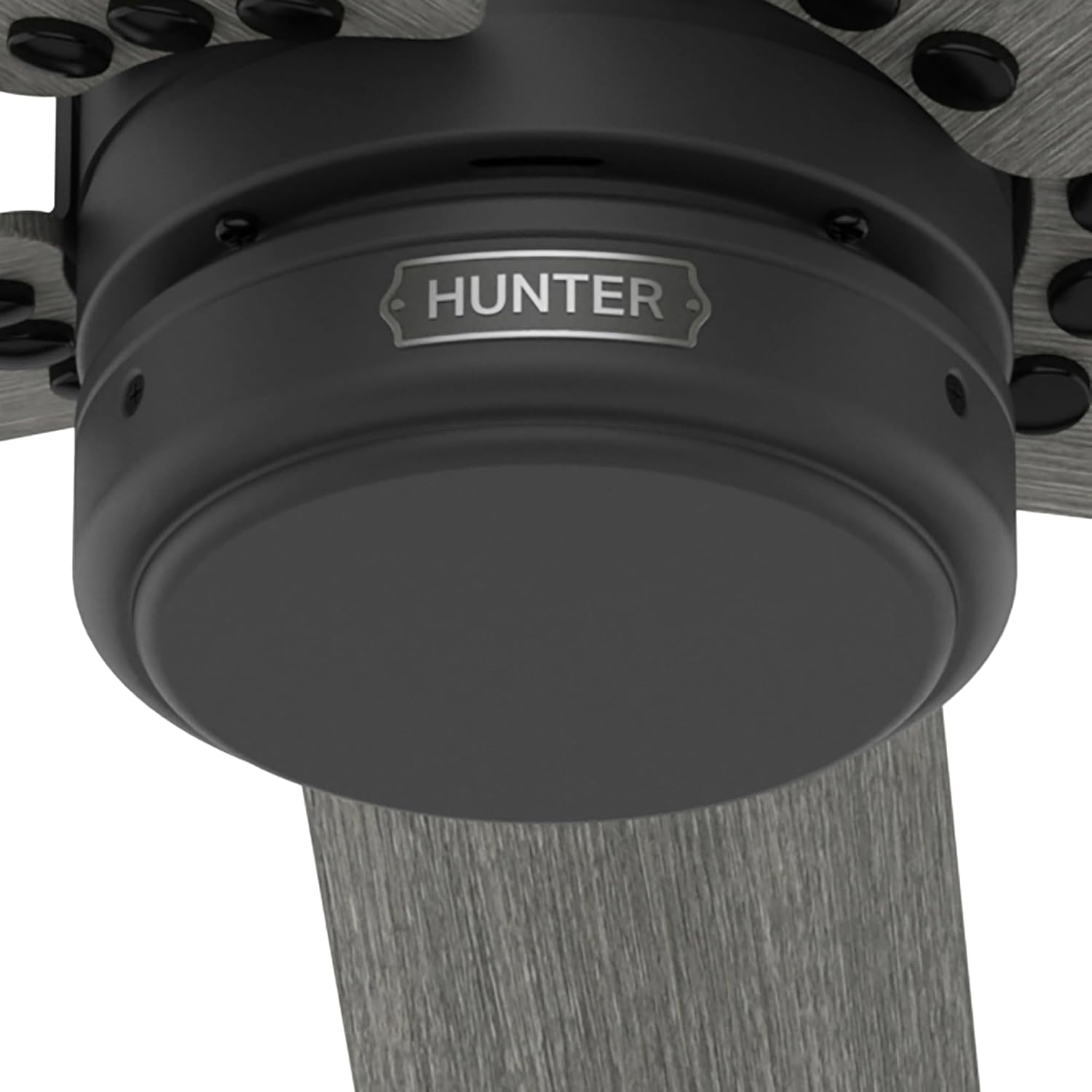 Hunter 52 inch Outdoor or Indoor Ceiling Fan No Light - Black Ceiling Fan without Light, For Patio, Porch, Garage, or Living Room, Standard Mount, 5 Blades, Wall Control - Burton 52247, Matte Black