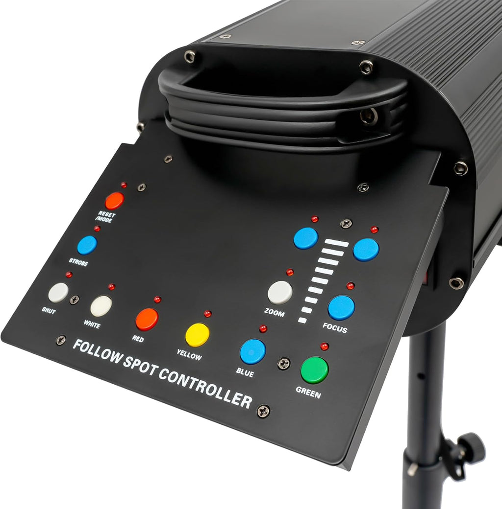 Follow Spotlight for Stage, 230W LED Spot Light DJ Lighting with Control Panel & Adjustable Stand, Spotlight Disco Ball Light for Party Theater Wedding Show, 5 Colors, 164.04ft