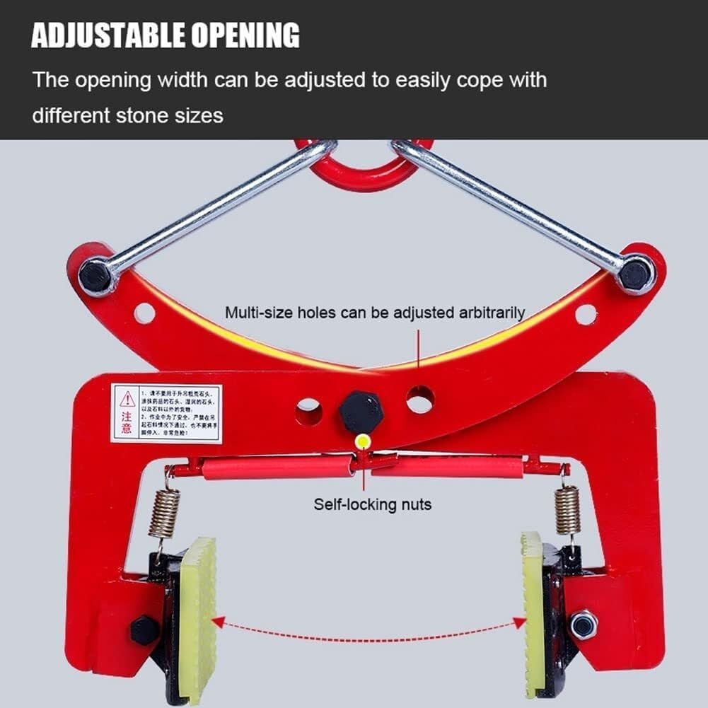 Adjustable Stone Clamps for Lifting & Transporting, 6' Vertical Plate Marble Clamp, Heavy-Duty Jaw Opening, Ideal for Roadside Stone Handling