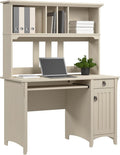 Bush Home Salinas Small Computer Desk with Hutch in Antique White