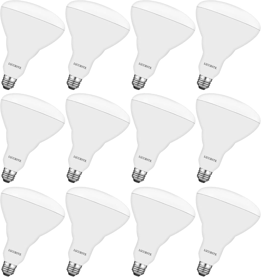 Luxrite BR40 LED Light Bulbs, 85W Equivalent, 3500K Natural White, Dimmable, 1100 Lumen, LED Flood Light Bulb, 13W, E26 Medium Base, Indoor/Outdoor - Perfect for Office and Recessed Lighting (12 Pack)