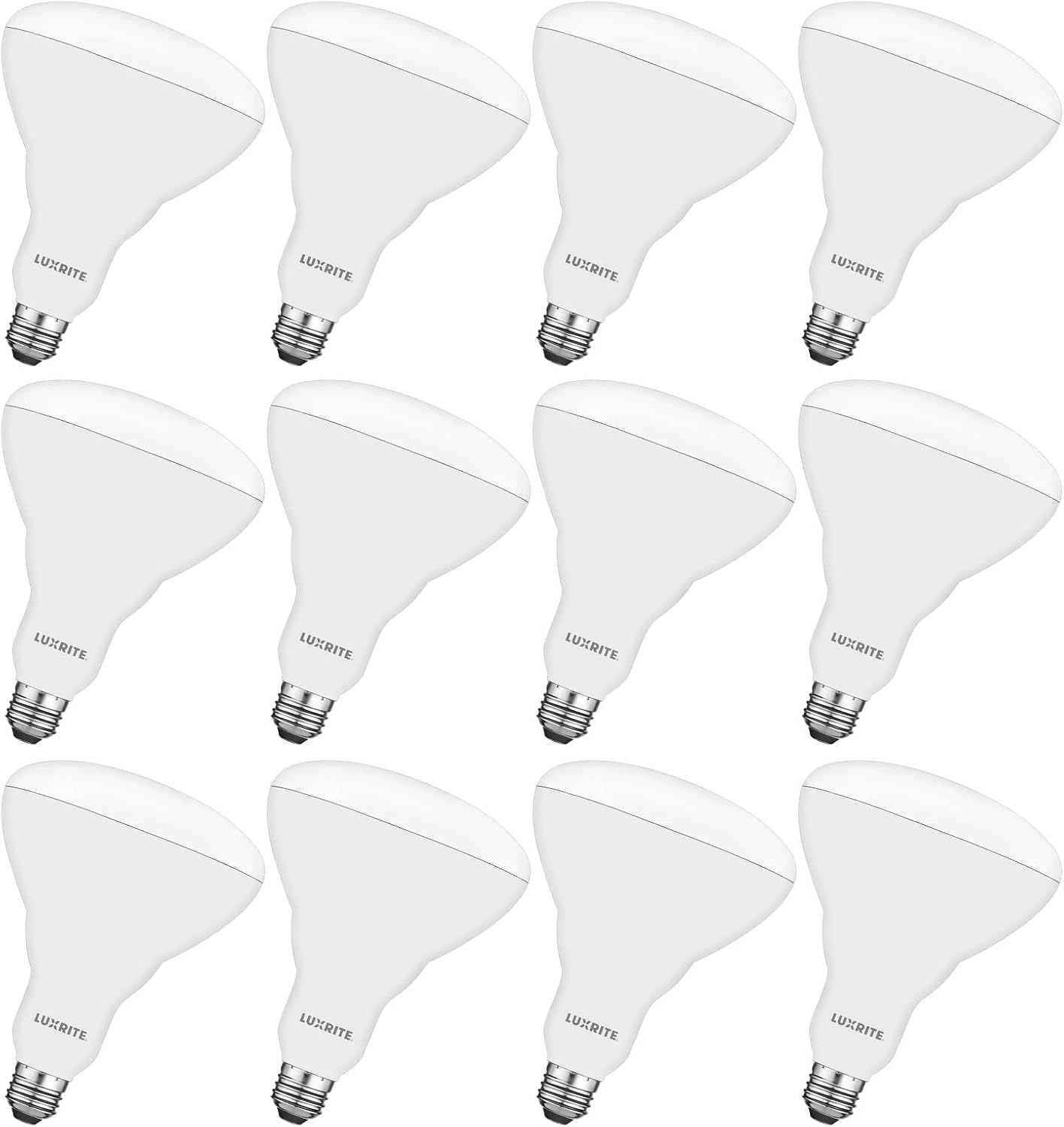 Luxrite BR40 LED Light Bulbs, 85W Equivalent, 3500K Natural White, Dimmable, 1100 Lumen, LED Flood Light Bulb, 13W, E26 Medium Base, Indoor/Outdoor - Perfect for Office and Recessed Lighting (12 Pack)