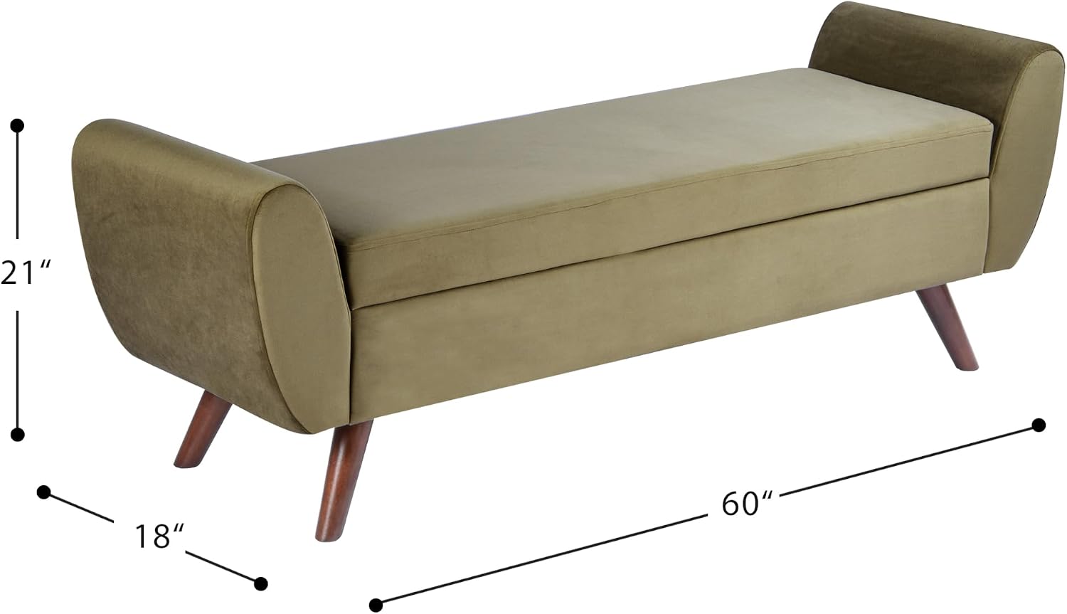 HomePop 60' Modern Storage Bench with Wood Legs - Light Sage Green Velvet