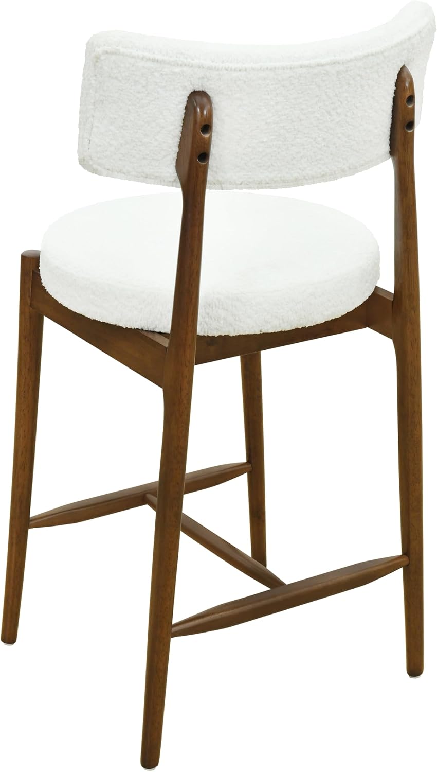 Christopher Knight Home Ebany 25.50' H Barstools Set of 2, Upholstered Counter Stool, Comfy Backrest Kitchen Stool, Rubberwood Frame Stool Chair, Bistro Chair for Kitchen Dining Room, Beige+Brown